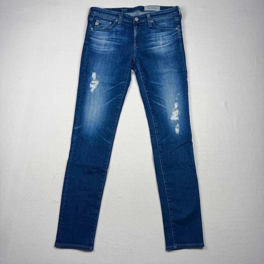 AG The Stilt Cigarette Leg Jeans Blue Distressed